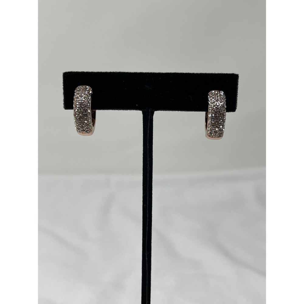 Joan Boyce Hoop Earrings Womens OS Rose Gold Excellent Pave Crystal Huggie